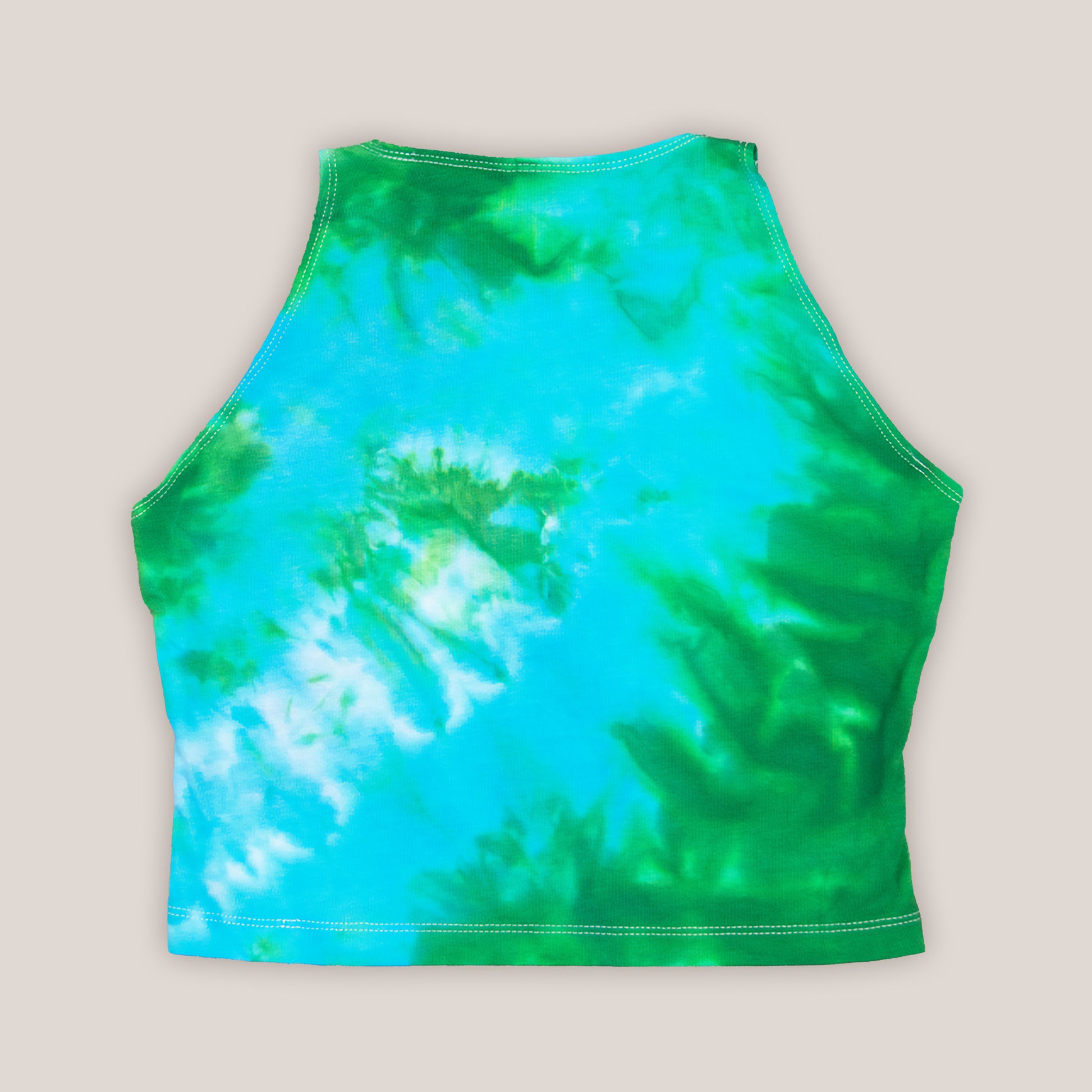 Blue and green tie dye crop top by Akasha Sun.Blue and green tie dye crop top by Akasha Sun.