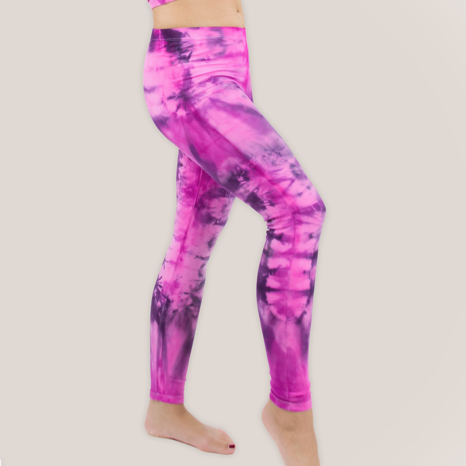 Pink tie dye leggings by Akasha Sun.