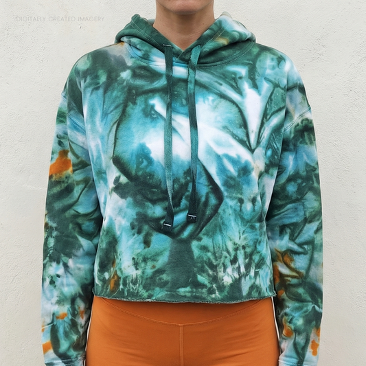 Forest Ember Tie Dye Fleece Cropped Hoodie