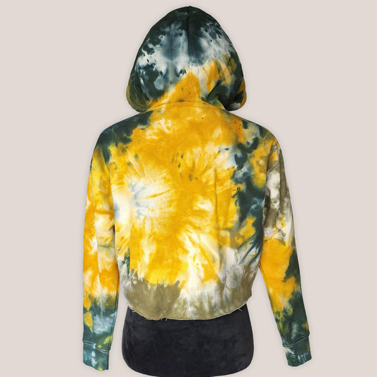 Citrus Moss Tie Dye Fleece Cropped Hoodie