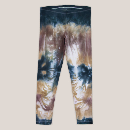 Brown and black tie dye yoga leggings by Akasha Sun.