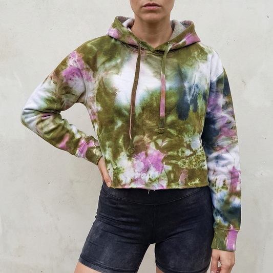 Wicked Grove Tie Dye Fleece Cropped Hoodie