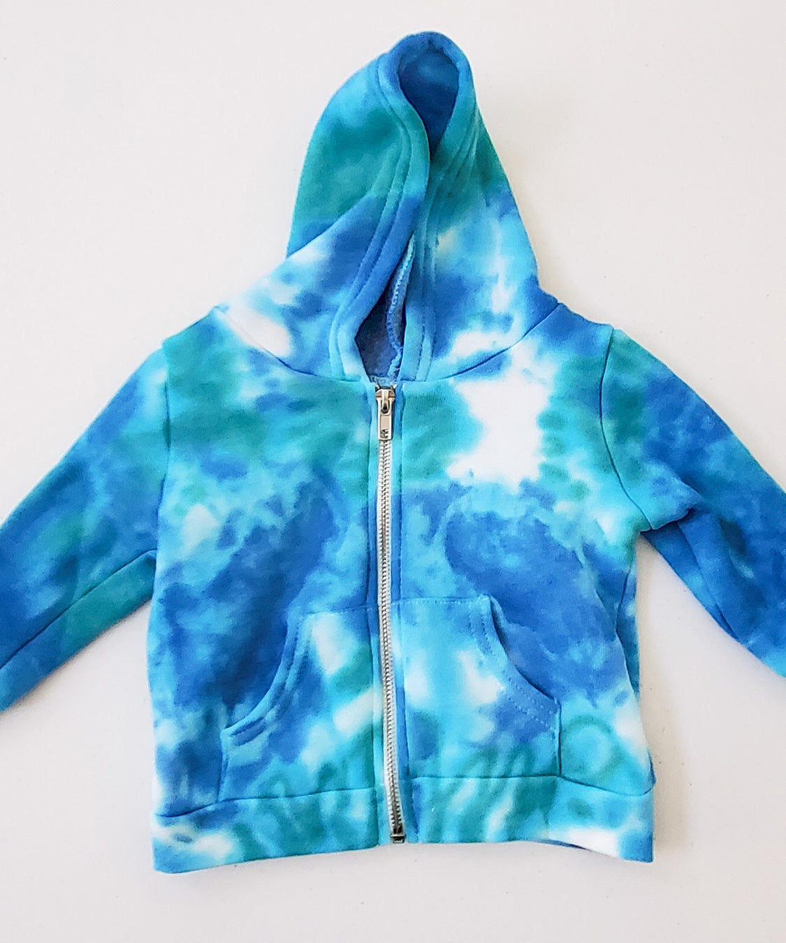Blue and teal tie dye baby jacket.
