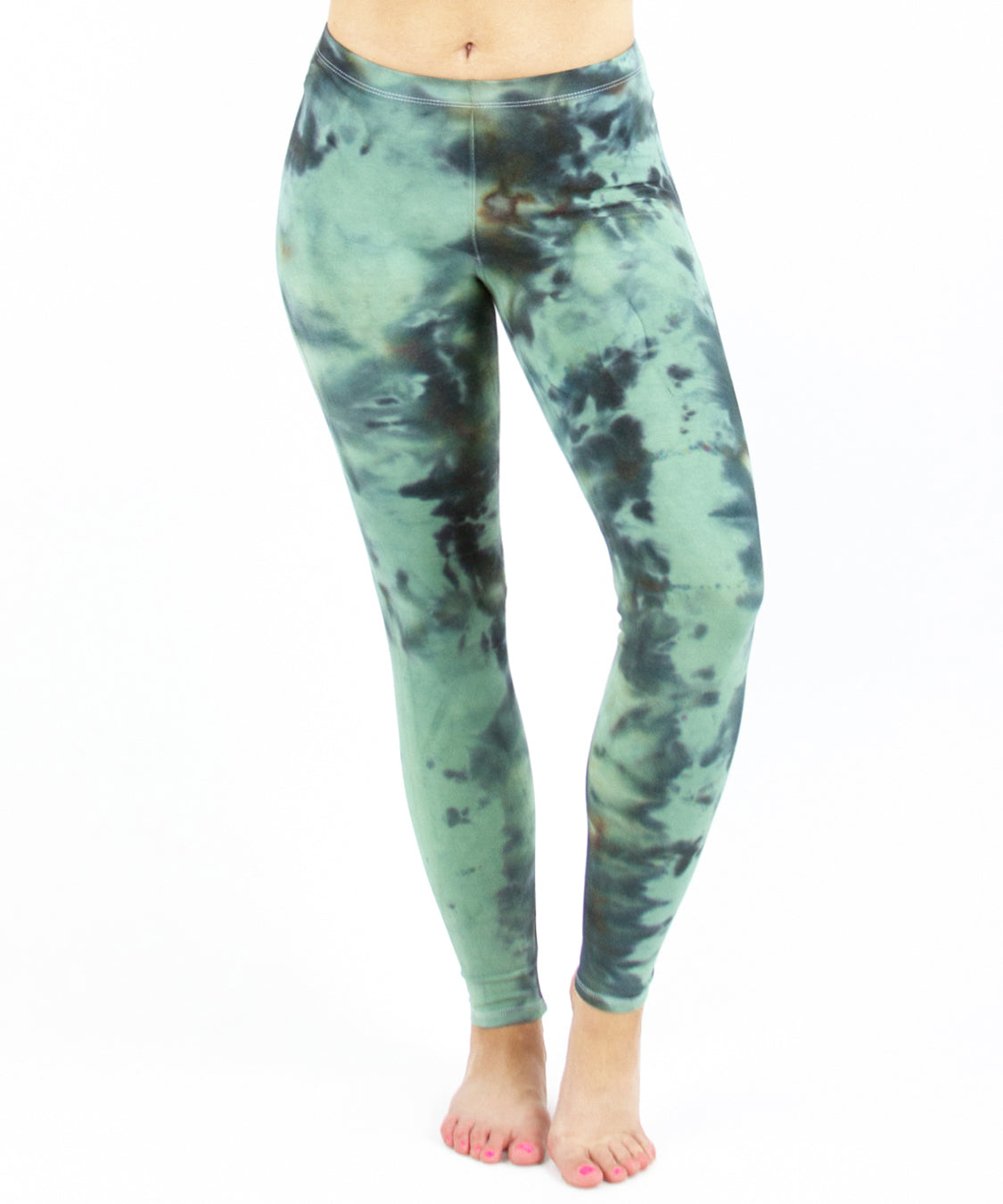 Green ice dye leggings by Akasha Sun.