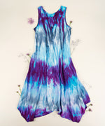 Blue and purple tie dye dress by Akasha Sun.