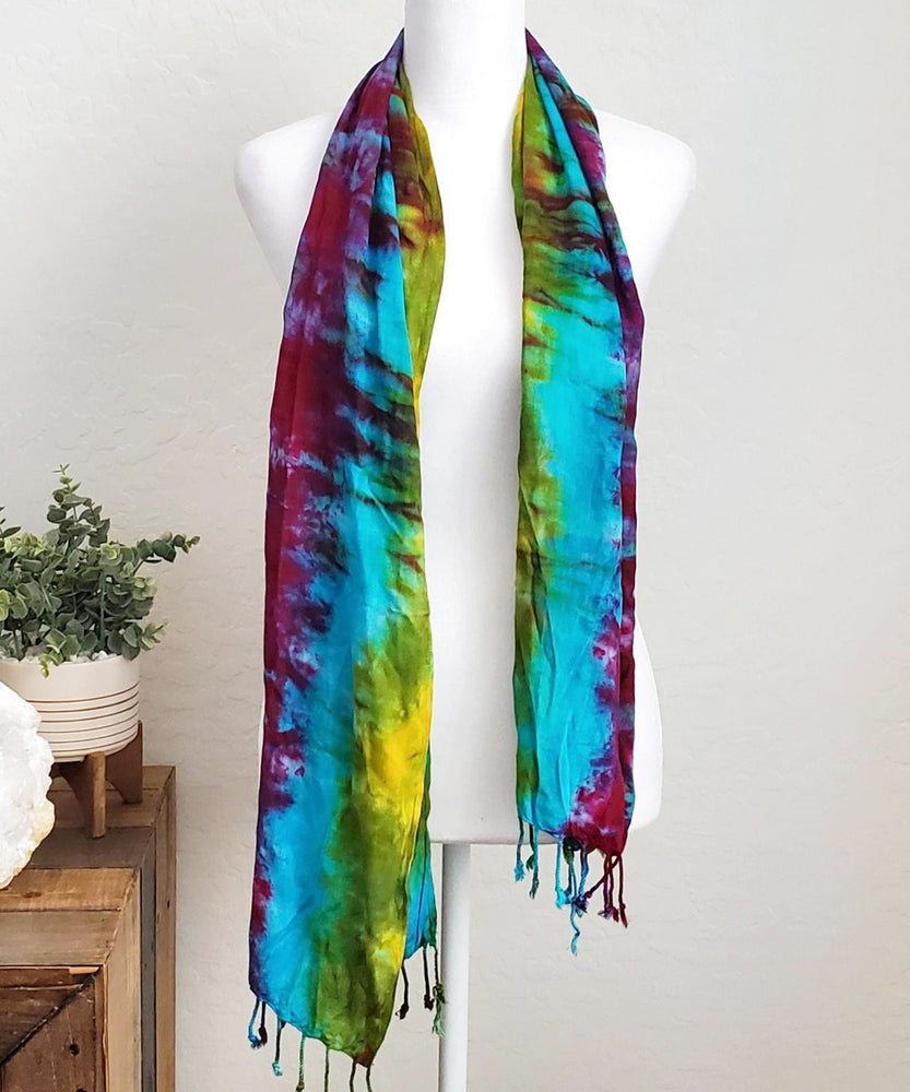 Rainbow tie dye scarf.