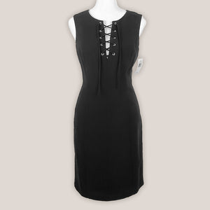 1. State Lace Up Black Dress