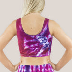 Pink + purple tie dye crop tank by Akasha Sun.