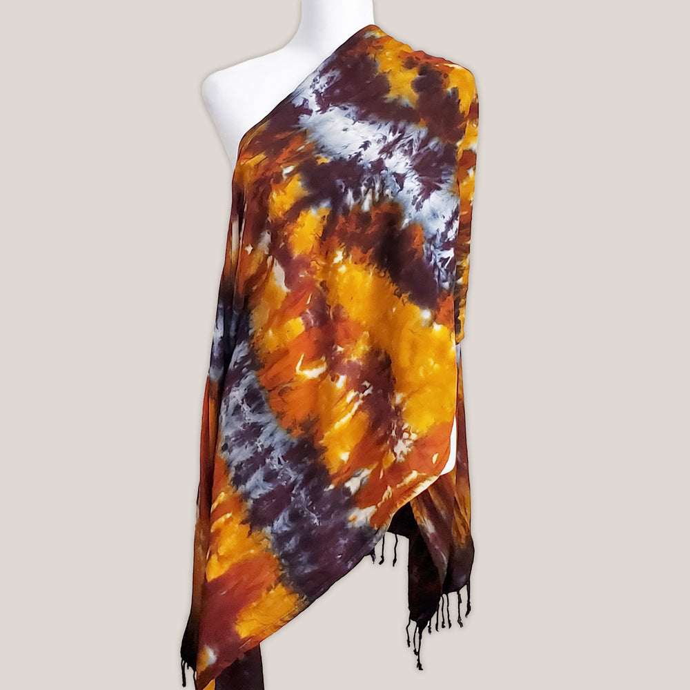 Amber tie dye scarf with fringe by Akasha Sun