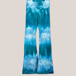 Teal tie dye yoga pants with wide waistband by Akasha Sun