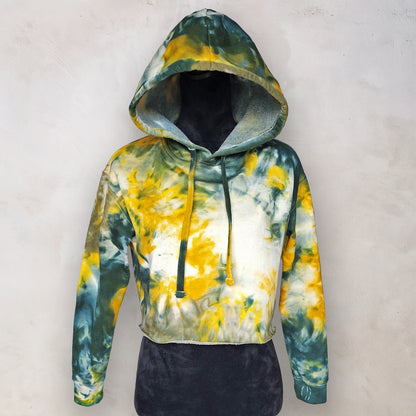 Citrus Moss Tie Dye Fleece Cropped Hoodie