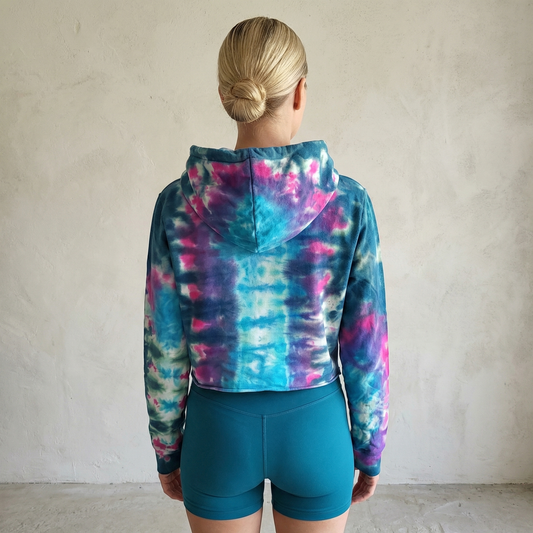 Cosmic Bloom Tie Dye Cropped Hoodie