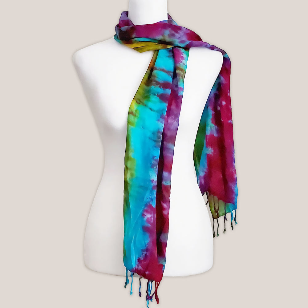 Rainbow tie dye scarf by Akasha Sun