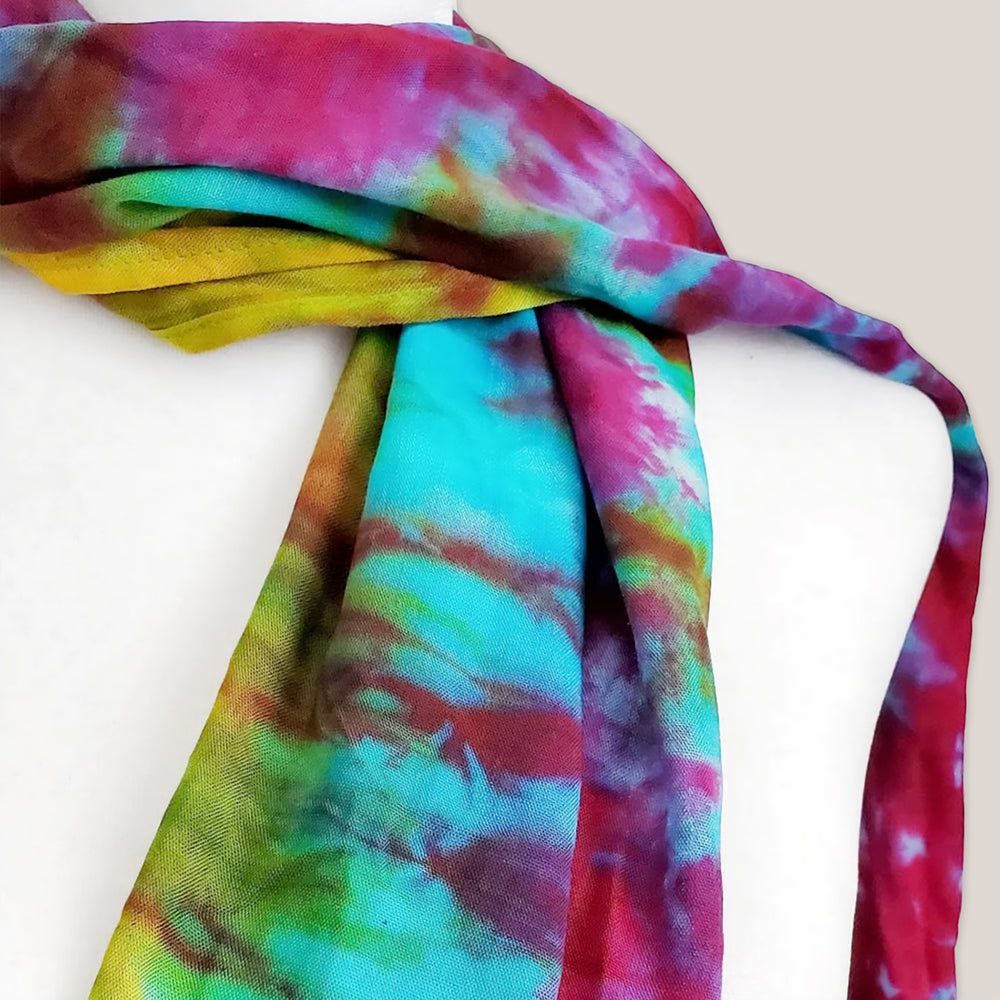 Rainbow tie dye scarf by Akasha Sun