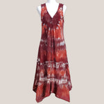 A rust orange and brown tie dye dress by Akasha Sun