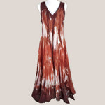 Rust tie dye dress by Akasha Sun.