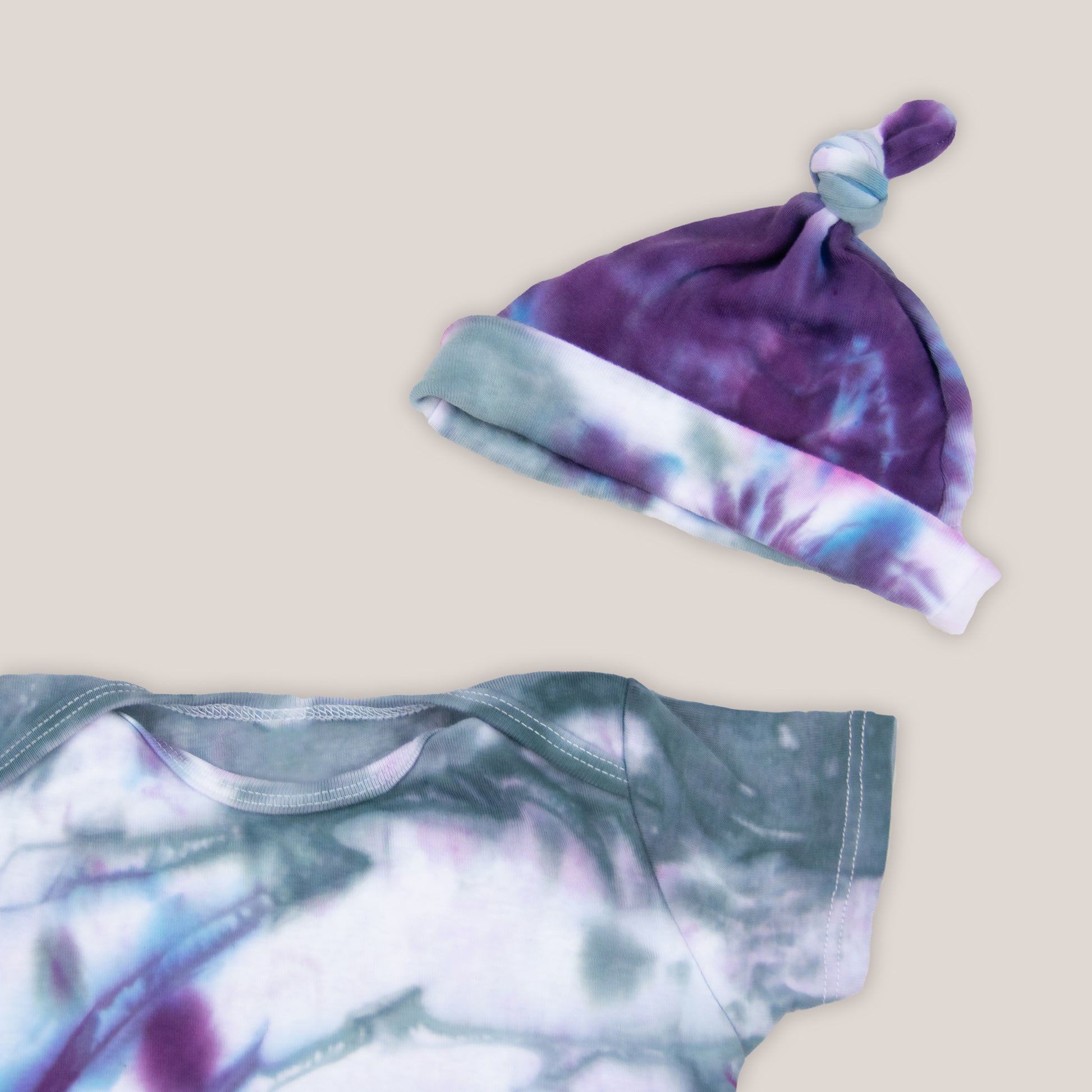 Purple and Silver Tie Dye Organic Baby Set by Akasha Sun