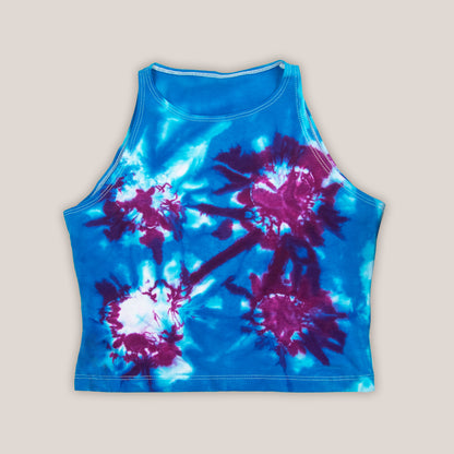 Blue and Purple Tie Dye Cotton Crop Top