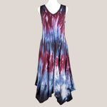 Burgundy, Silver, and Black Tie Dye Dress by Akasha Sun