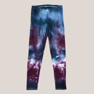 Gray, black, and burgundy tie dye yoga leggings by Akasha Sun.