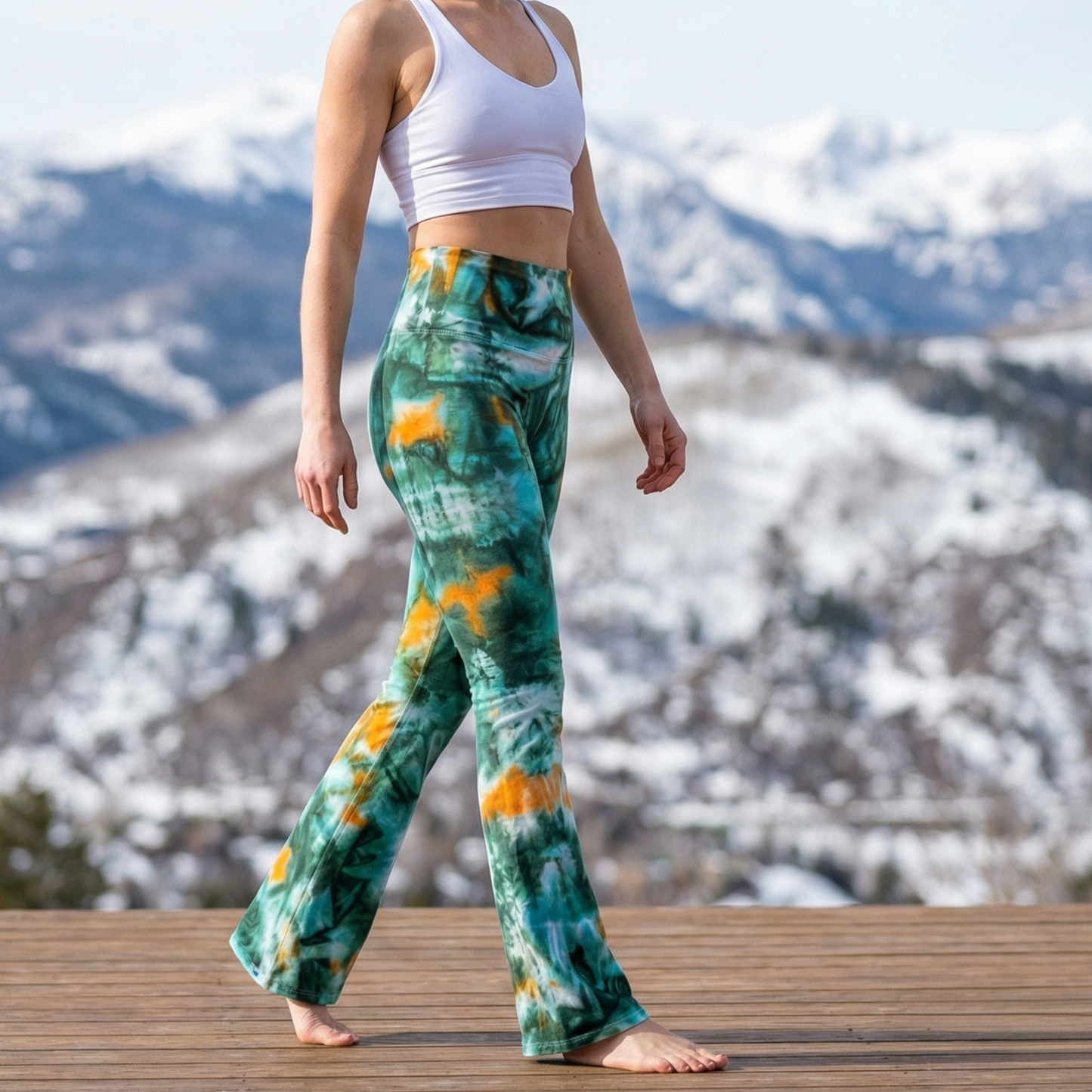 Forest Ember Tie Dye Flare Leggings