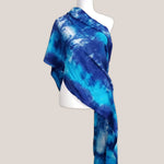 Blue tie dye scarf with fringe by Akasha Sun