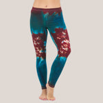 Teal and brown tie dye leggings by Akasha Sun.