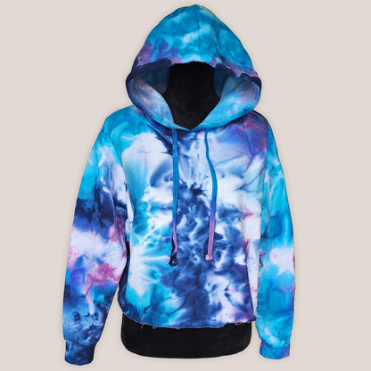 Larkspur Sky Tie Dye Fleece Cropped Hoodie