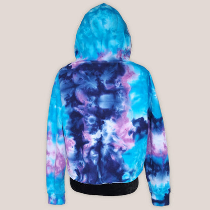 Larkspur Sky Tie Dye Fleece Cropped Hoodie