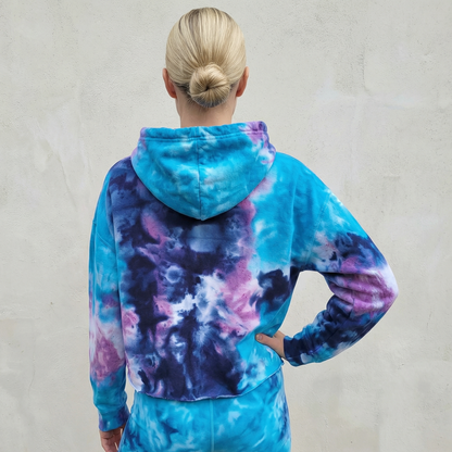 Larkspur Sky Tie Dye Fleece Cropped Hoodie