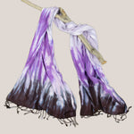 Purple and black tie dye scarf by Akasha Sun.