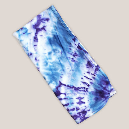 Purple and blue tie dye organic baby blanket by Akasha Sun