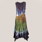 Green, brown, and black tie dye dress by Akasha Sun