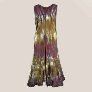 Olive green and dark brown tie dye dress by Akasha Sun