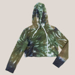 Green and black tie dye hoodie crop top by Akasha Sun.