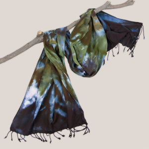 Green and black tie dye scarf by Akasha Sun