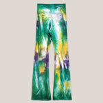 Mardi Gras tie dye yoga pants with wide waistband by Akasha Sun