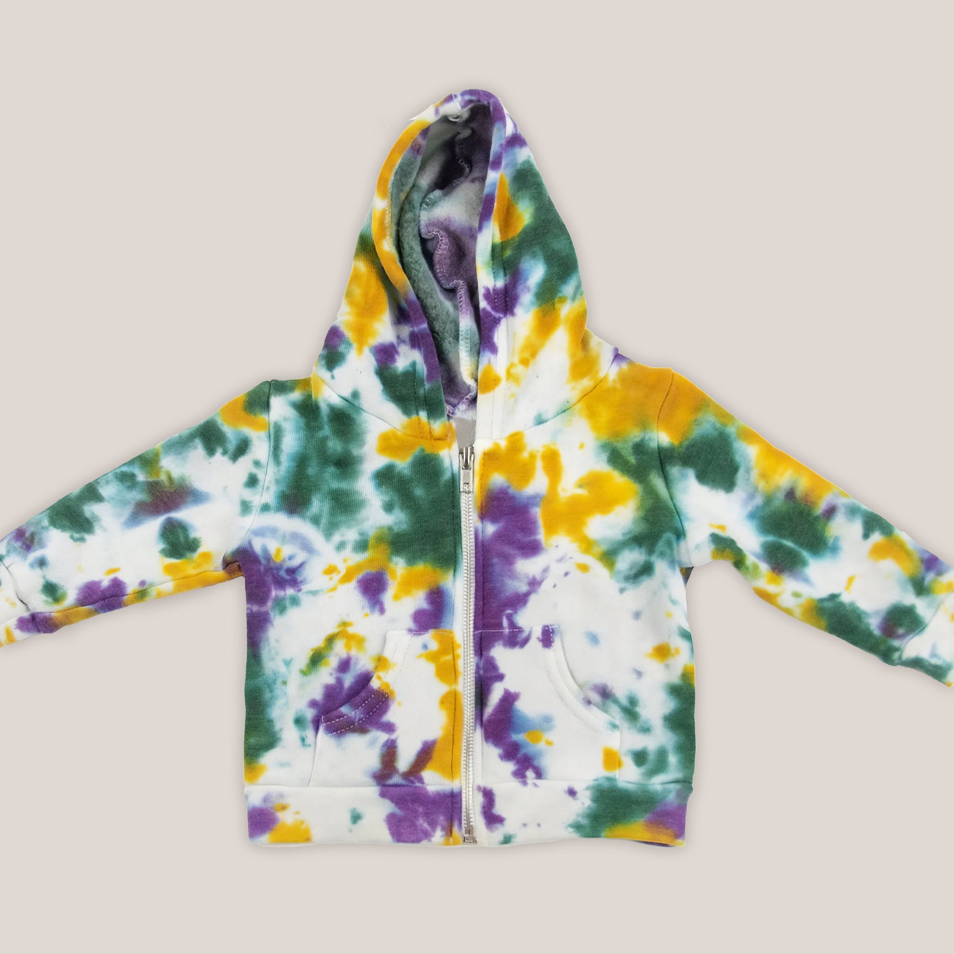 Mardi Gras tie dye baby jacket by Akasha Sun.