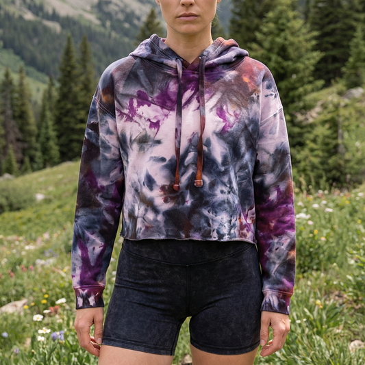 Midnight Orchid Tie Dye Fleece Cropped Hoodie