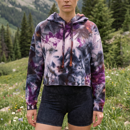 Midnight Orchid Tie Dye Fleece Cropped Hoodie