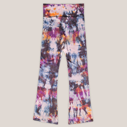 Colorful tie-dye leggings on a light gray background