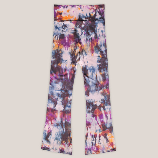 Colorful tie-dye leggings on a light gray background