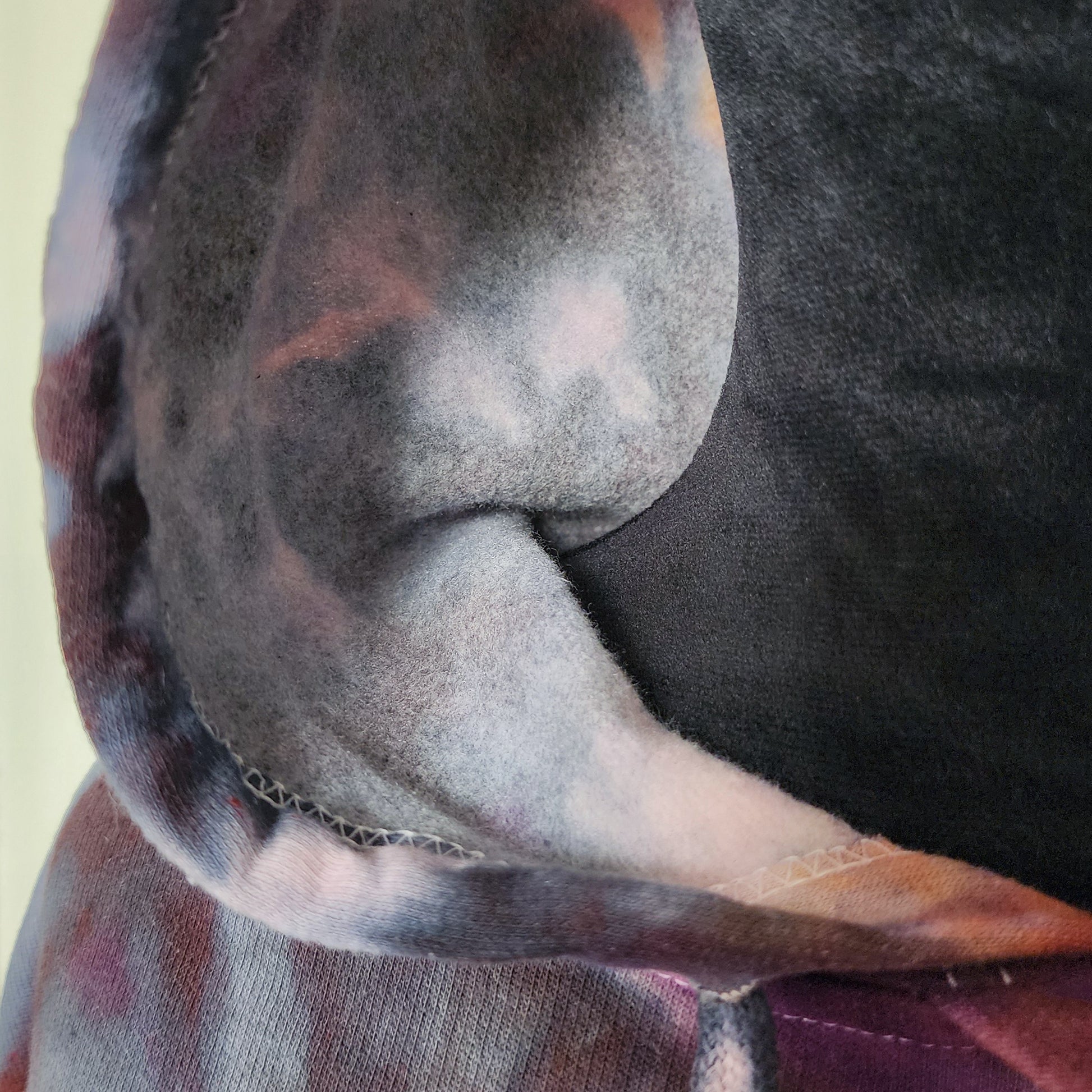 Close up of a fleece hood.