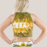 Gold and green tie dye crop top by Akasha Sun.