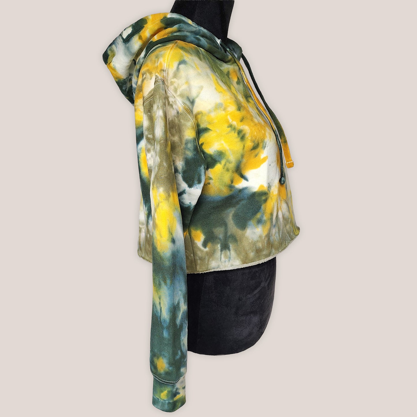 Citrus Moss Tie Dye Fleece Cropped Hoodie