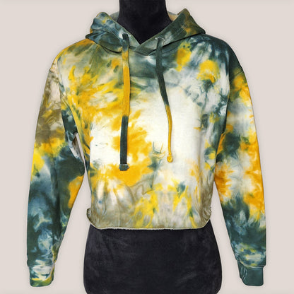 Citrus Moss Tie Dye Fleece Cropped Hoodie