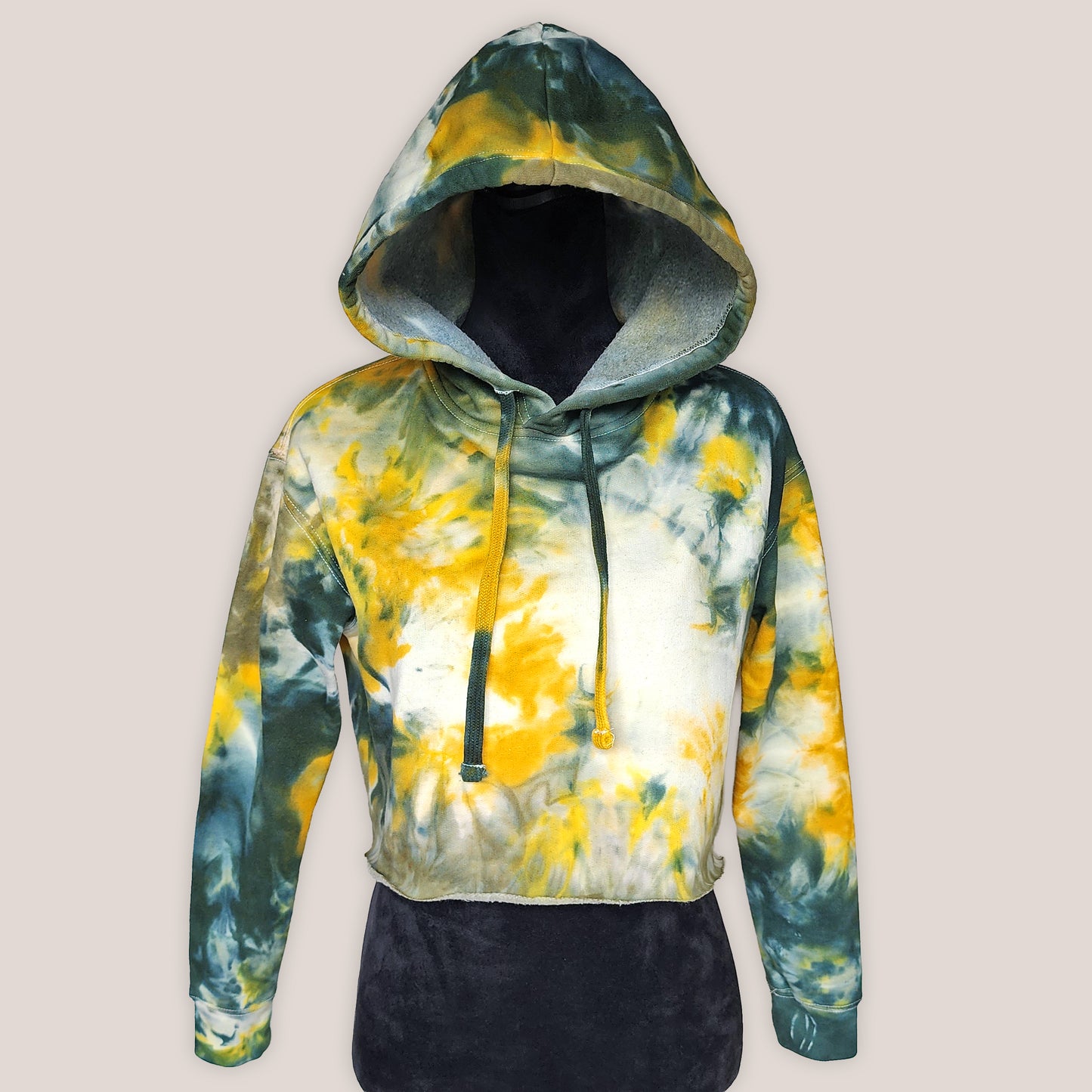 Citrus Moss Tie Dye Fleece Cropped Hoodie