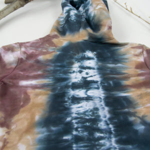 Brown and black tie dye hoodie crop top by Akasha Sun.