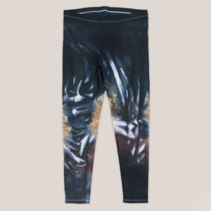 Black and brown tie dye yoga leggings by Akasha Sun.