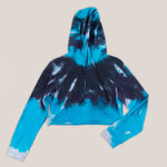 Blue and black tie dye hoodie crop top by Akasha Sun